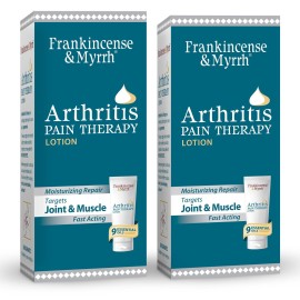 Frankincense and Myrrh Arthritis Pain Reliever Therapy Lotion - Topical Arthritis Pain Relief Cream and Hydrating Skin Repair, Body Relief for Sciatica, Knee, Back, Joints, Neck, Hands, 3 Oz - 2 Pack