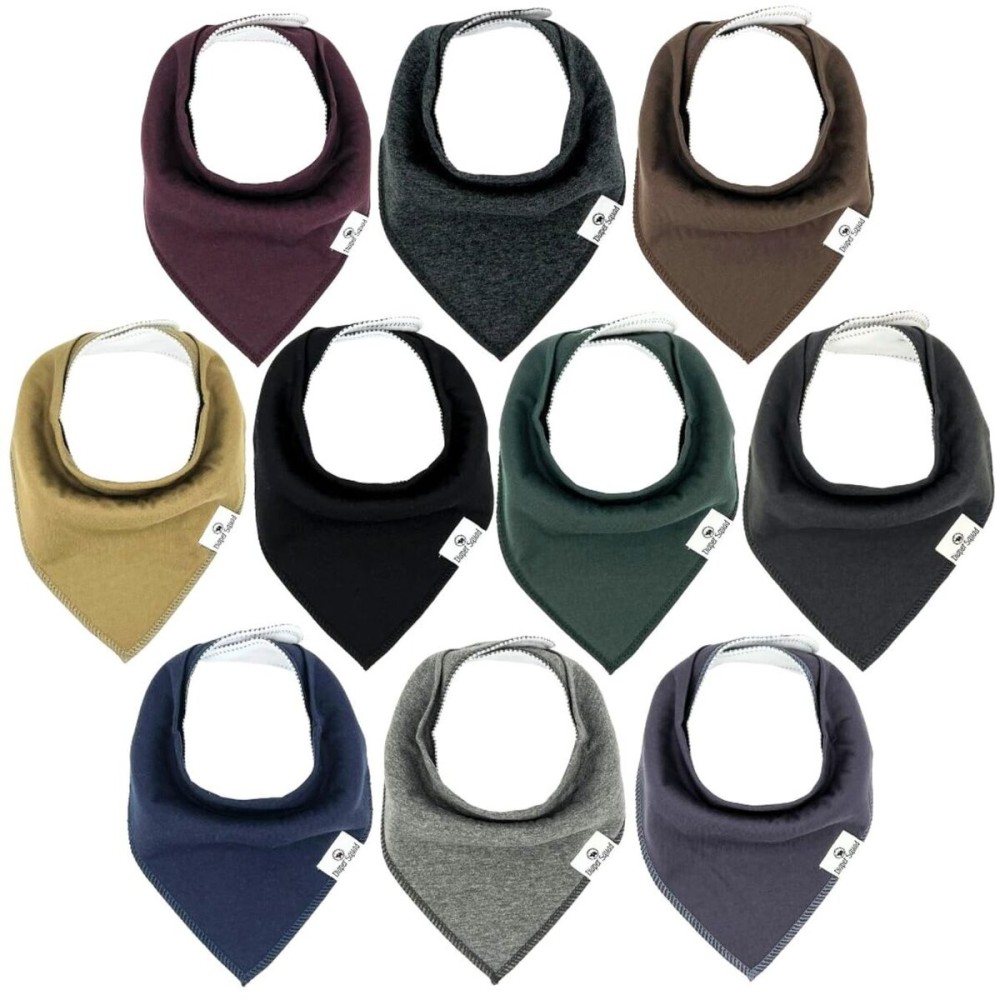 DiaperSquad\'s 10-Pack Baby Bibs for Drooling and Teething, Bibs for Boys, Baby Girl - Solid Cotton Baby Drool Bibs (Deep Darks)