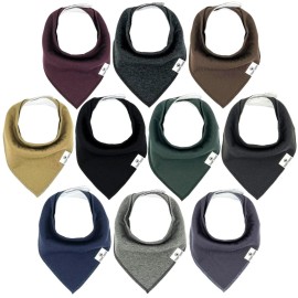 DiaperSquad\'s 10-Pack Baby Bibs for Drooling and Teething, Bibs for Boys, Baby Girl - Solid Cotton Baby Drool Bibs (Deep Darks)