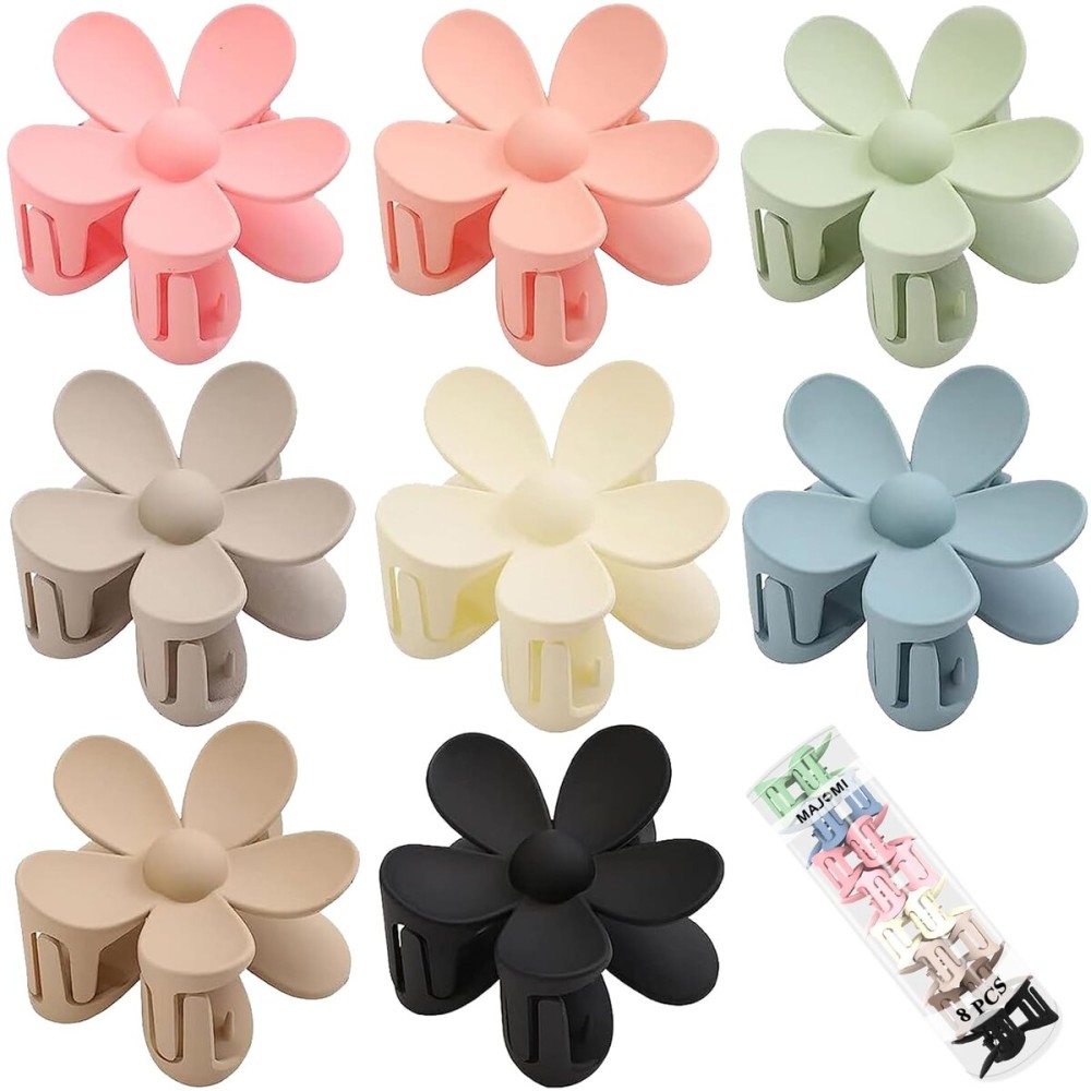 Flower Hair Clips 8PCS Large Cute Claw Clip Matte Clamps Daisy Clip For Thick Thin Hair Women Girls Gifts