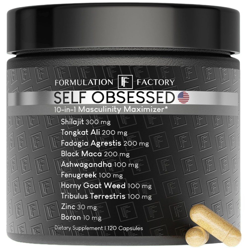 Formulation Factory Self Obsessed 10 in 1 Masculinity Maximizer Supplement, Shilajit for Men, Tongkat Ali, Ashwaganda, Fenugreek Muscle Growth, Energy, Drive, Strength, Recovery 2 Month (Pack of 1)