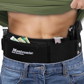 Mostcomtac Belly Band Holster for Concealed Carry - Breathable Neoprene Gun Holster for Men & Women with Zipper Pocket, Fits Glock/Taurus/Ruger/Smith Wesson, 9MM .380, Comfortable for Running