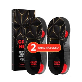 2 Pairs of Work Pro Comfort Insoles - Foot Pain Relief - Cushioning and Shock Absorption - Work Boot Insoles for Men Women - Non-Slip Anti Fatigue Inserts (L, 2-Pairs-Black)