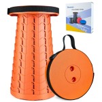 Boreeman Upgraded Folding Stool Lightweight Yet More Sturdy with Load Capacity 400lbs Portable Collapsible Stool for Camping Fishing Hiking BBQ (All Orange)