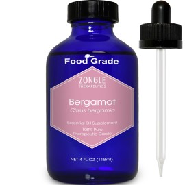 Bergamot Essential Oil, Food Grade, for Tea - 100% Pure, Bergamot Oil, by Zongle Therapeutics, 4 OZ