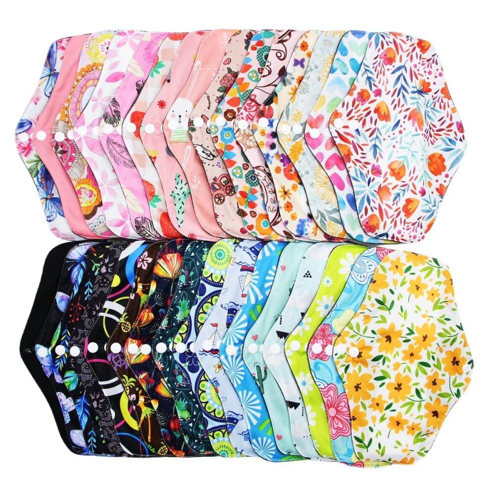 Asenappy Random Prints Meduim Size Regular Cloth Menstrual Pads Reusable Sanitary Pads (M-5 PCS-Random Prints)