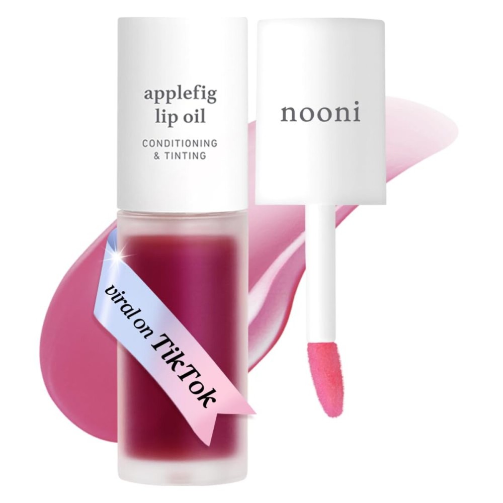 NOONI Korean Lip Oil - Applefig | Long-Lasting, Moisturizing, Plumping, Revitalizing for Dry Lips, Waterproof, No Peel Off, Hydrating, Stocking Stuffers, Cute Stuff, 0.12 FL Oz