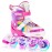 SULIFEEL Rainbow Unicorn Inline Skates for Girls Boys 4 Size Adjustable Light up Wheels Skates for Kids Beginner Pink Small