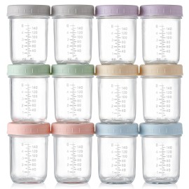 VITEVER 12 Pack Glass Baby Food Storage Containers - 8 oz Baby Food Storage Jars With Lids, Baby Food Maker, Microwave, Dishwasher & Freezer Safe