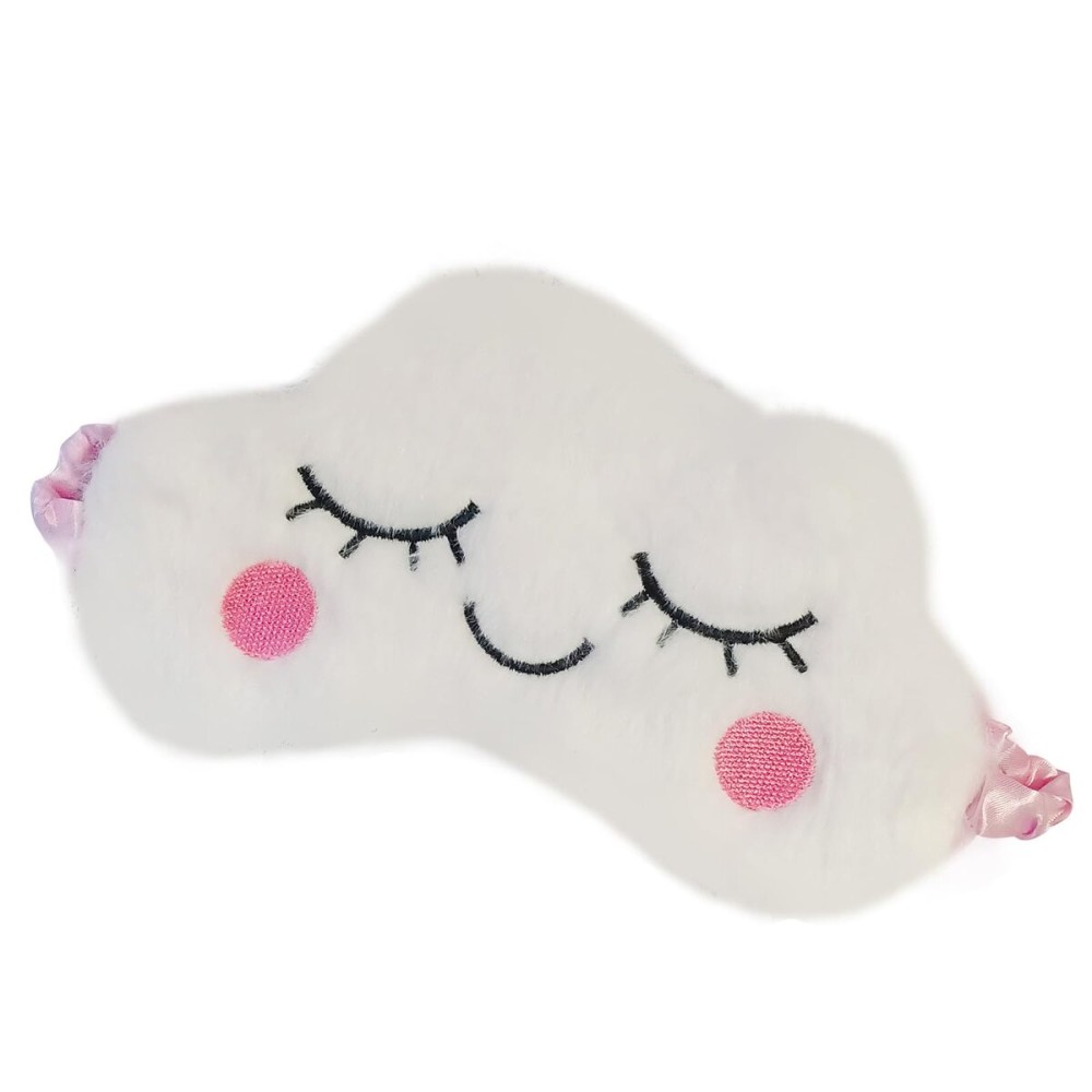 Cute Animal Sleeping Mask Soft Plush Blindfold Cute Rabbit Panda Koala Eye Cover Eyeshade for Kids Teens Girls Women (White Cloud)