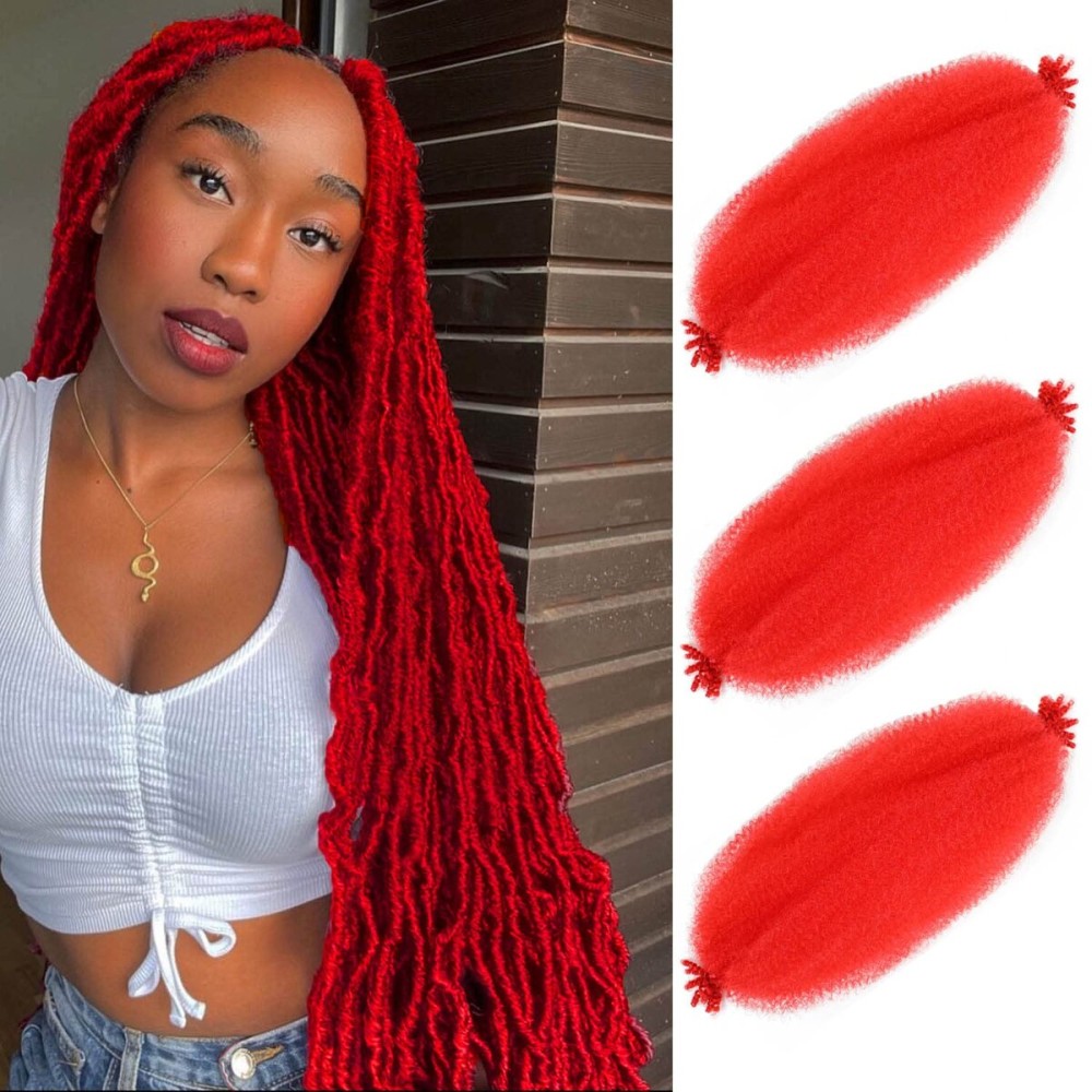 Marley Twist Braiding Hair 24 Inch 3 Packs Pre-separated Springy Afro Twist Hair Marley Hair for Faux Locs Afro Spring Twist Hair Extensions (24 Inch (Pack of 3), Red)