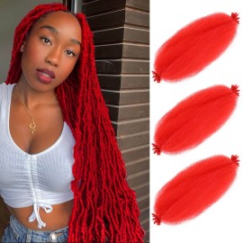 Marley Twist Braiding Hair 24 Inch 3 Packs Pre-separated Springy Afro Twist Hair Marley Hair for Faux Locs Afro Spring Twist Hair Extensions (24 Inch (Pack of 3), Red)