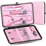 Women\' Manicure Set Pedicure Kit Nail Clippers Set Fingernail Clipper Set Ingrown Toenail Nail Kit Scissor Nail Trimmer Kit 15 in 1 Travel Nail Kit Care Grooming Tools with Fine Case Gift (Pink 15)