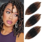 Afro Twist Hair 12 Inch 3 Packs, Springy Afro Twist Hair Pre Fluffed Spring Twist Hair Pre Stretched Wrapping Hair for Soft Locs Hair Extensions (12 Inch (Pack of 3), 1B/30/27)