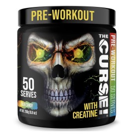 JNX SPORTS The Curse! Pre Workout Powder for Men & Women, Caffeine, Beta-Alanine, Creatine, L-Citrulline, 50 Servings, Sour Candy Flavor - Boost Energy, Strength & Focus