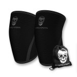 Gymreapers Knee Sleeves (1 Pair) With Gym Bag - IPF Approved - Knee Compression Sleeve Support for Squats, Weightlifting, and Powerlifting 7MM Neoprene Sleeves - 1 Year Warranty (Black/Black, Small)