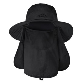 Sun Hats for Men Women Fishing Hat UPF 50+ Breathable Wide Brim Summer UV Protection Hat with Face Cover & Neck Flap