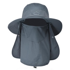Sun Hats for Men Women Fishing Hat UPF 50+ Breathable Wide Brim Summer UV Protection Hat with Face Cover & Neck Flap