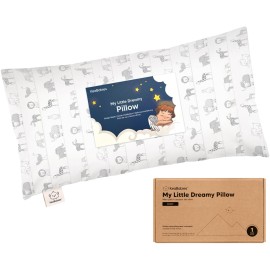Toddler Pillow with Pillowcase - 10x18 My Little Dreamy Kids Travel Bed Pillows for Sleeping, Organic Cotton Small Pillowcase, Soft & Breathable, Machine Washable, Toddlers 2-5 Years Old (Savannah)