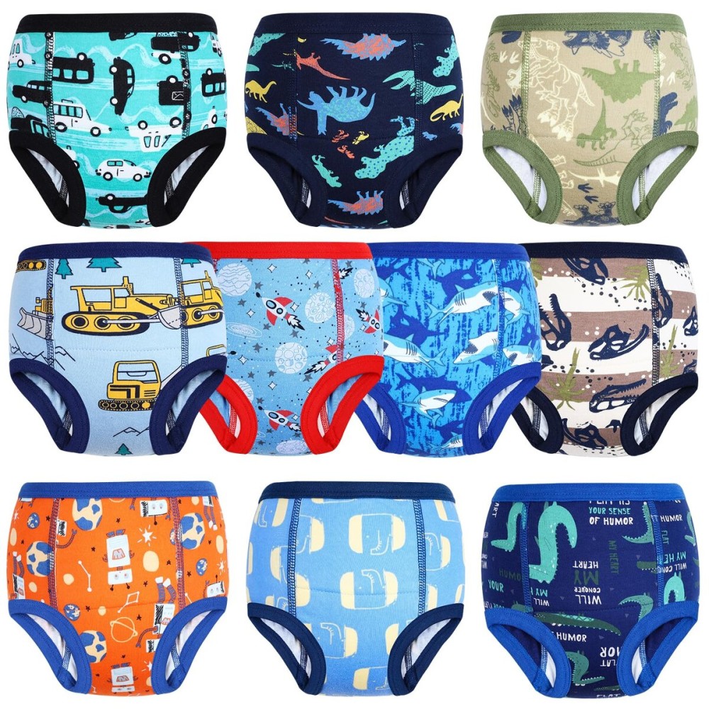 MooMoo Baby Training Underwear 10 Packs Absorbent Toddler Potty Training Pants for Boys Cotton Big Size 8T
