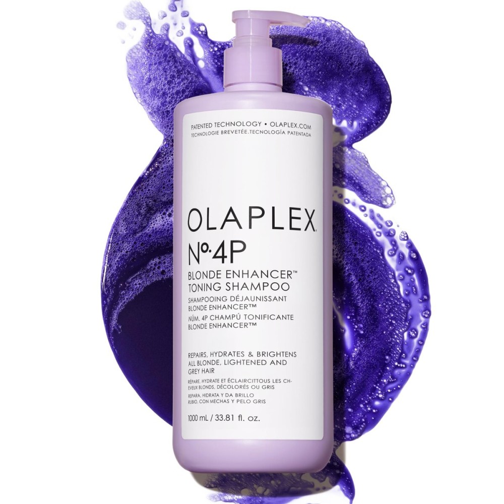 Olaplex N. 4P Blonde Enhancer Purple Toning Shampoo: Neutralizes Brassiness & Strengthen | Repairs Damages & Hydrates Hair| For Coily, Curly, Straight, and Wavy, 1000 mL / 33.8 Fl. Oz.