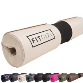 FITGIRL - Squat Pad and Hip Thrust Pad for Leg Day, Barbell Pad Stays in Place Secure, Thick Cushion for Comfortable Squats Lunges Glute Bridges, Olympic Bar and Smith Machine (Deluxe Beige)