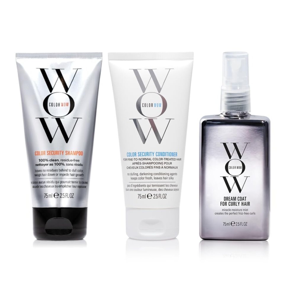 COLOR WOW Dream Curly Travel Size Kit - Color Security Shampoo & Conditioner (2.5 oz), Dream Coat for Curly Hair (2.5 oz), The ultimate curl collection