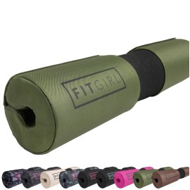 FITGIRL - Squat Pad and Hip Thrust Pad for Leg Day, Barbell Pad Stays in Place Secure, Thick Cushion for Comfortable Squats Lunges Glute Bridges, Olympic Bar and Smith Machine (Deluxe Olive Green)