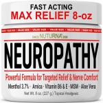 Neuropathy Relief Cream - Fast Acting Max Relief for Feet Hands Legs Toes - Ultra Strength Menthol, Arnica, Aloe Vera, MSM, Natural Soothing Nerve Relief - Extra Large 8 oz