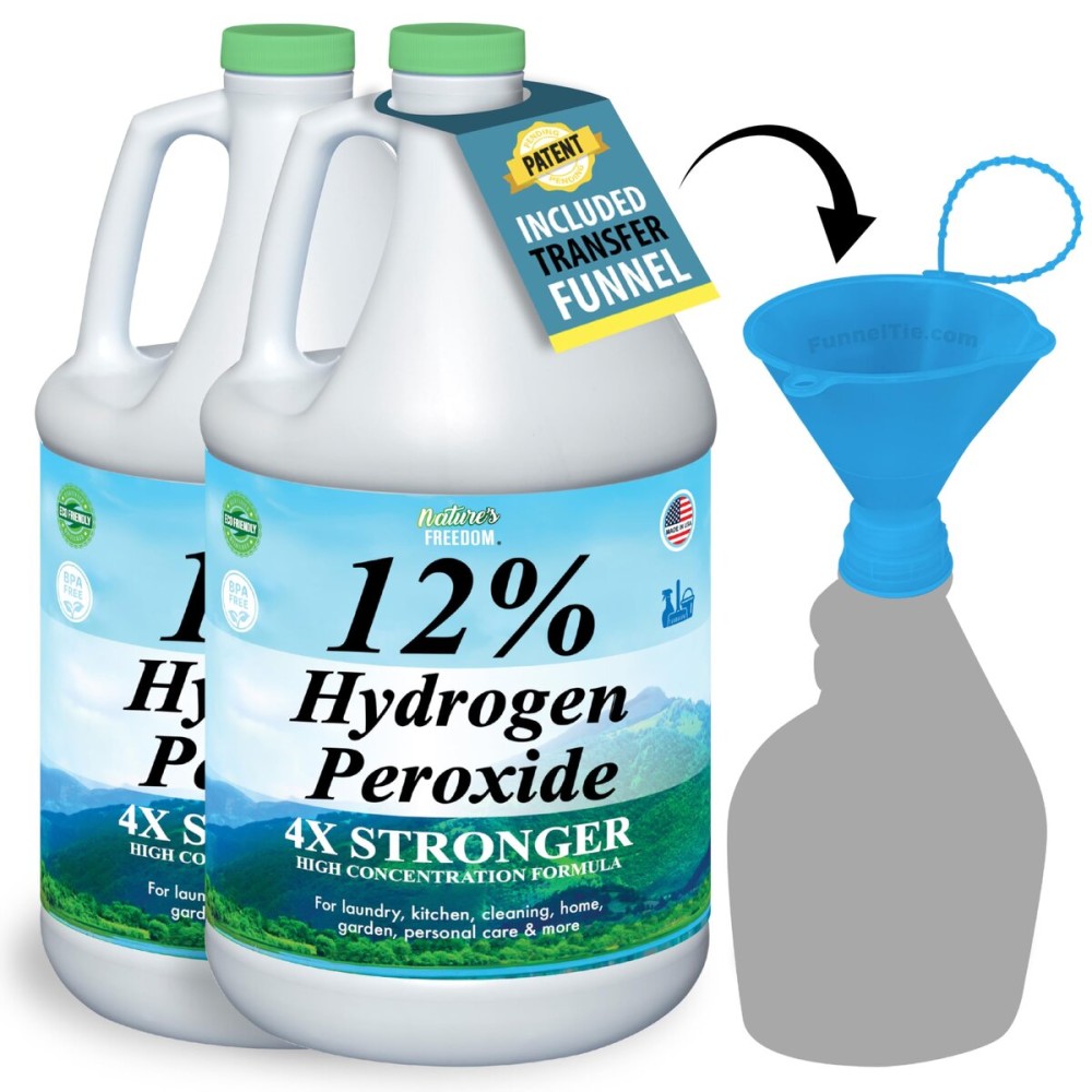 Nature\'s Freedom 12% Hydrogen Peroxide, Food Grade H2O2 and Purified Water Only, 2 Gallons Solution