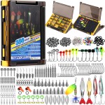 TOPFORT 356PCS Abundant Fishing Accessories Kit with Double-Side Fishing Tackle Box, Fish Gear and Equipment Include Fishing Hooks Jig Head Fishing Weights Sinkers for Trout Bass Crappie