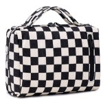 Bluboon Makeup Bag Zipper Pouch Travel Portable Cosmetic Bag Organizer for Women and Girls(Corduroy Checkered)