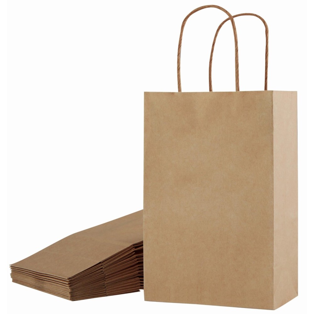 SUNCOLOR 24-Pack Brown Gift Bags with Handles, 8Kraft Paper Bags for Goodies, Rustic Weddings, Business Events, DIY Crafts, Party Favors & Shopping