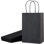 SUNCOLOR 24-Pack Black Gift Bags with Handles - 8 Goodie Bags for Party Favor Bag, Halloween, Weddings & Special Events (Black)