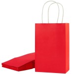 SUNCOLOR 24-Pack Red Gift Bags with Handles - 8 Goodie Bags for Party Favor Bags, Christmas, Valentine\'s Day & Birthdays (Red)