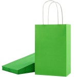 SUNCOLOR 24-Pack Green Gift Bags with Handles, 8 Paper Party Favor Bags for Christmas, St. Patricks Day, Birthdays, Holidays & Events