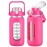 kytffu 42oz Glass Water Bottles with Straw, Motivational Glass Bottle with Silicone Sleeve and Time Marker, Leakproof Large Glass Water Jug for Gym Home Office,Rose red