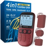4 in 1 - D.I.Y & Tens Unit & EMS & Massage Muscle Stimulator, Dual Channel TENS Units Therapy Machine for Pain Relief, FDA Cleared Rechargeable Electronic Pulse Massager,with 12pcs Electrode Pads