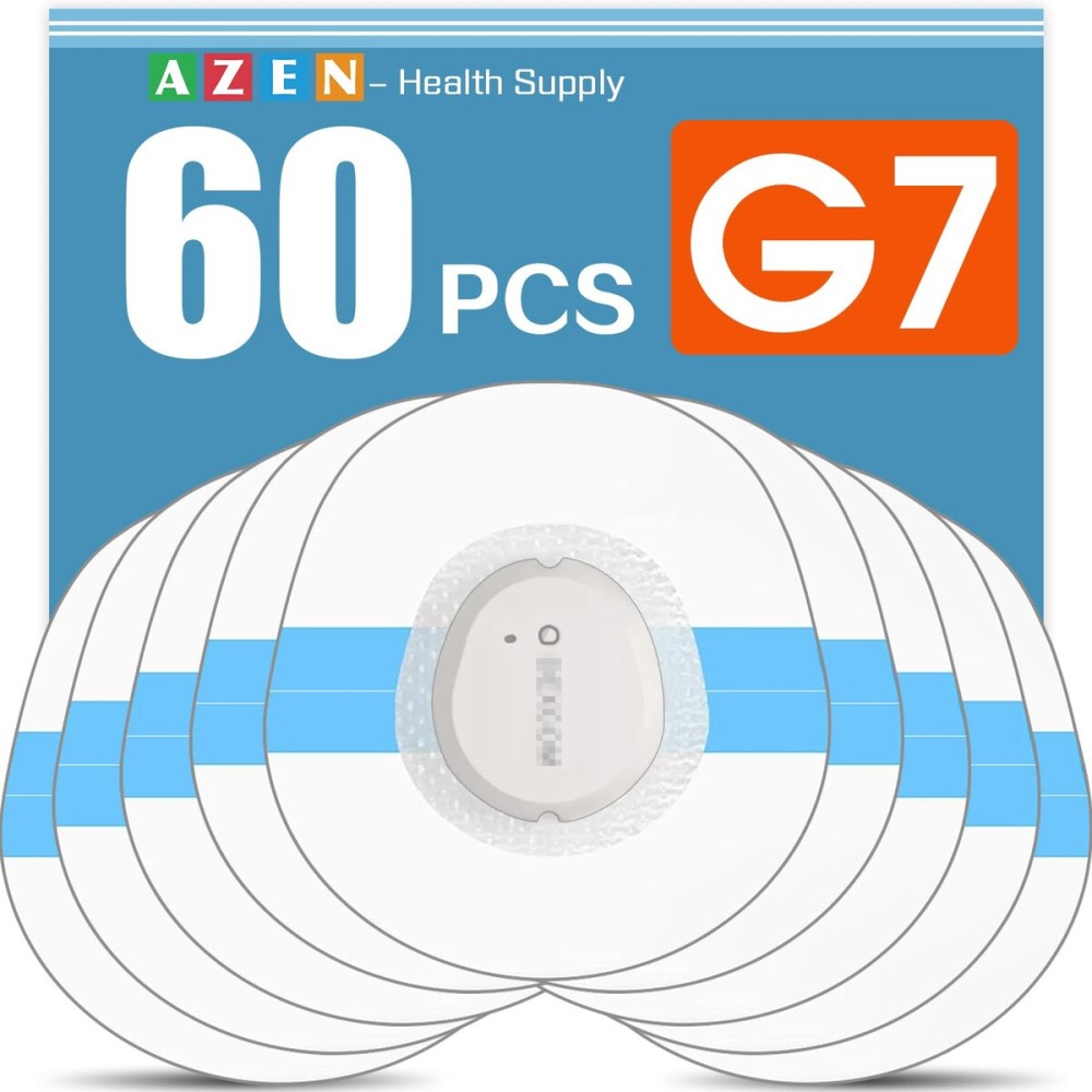 AZEN 60 Pack G7 Adhesive Patches Waterproof, Premium Pre-Cut Protection Hypoallergenic Adhesive Patch for G7, Breathable & Transparent G7 Overpatch