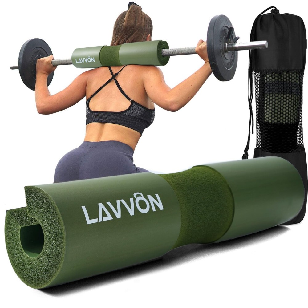 Squat Pad - Foam Barbell Pad for Squats Cushion, Lunges & Bar Padding for Hip Thrusts - Standard Weight Bar Pad - Provides Cushion to Neck and Shoulders While Training (ArmyGreen)