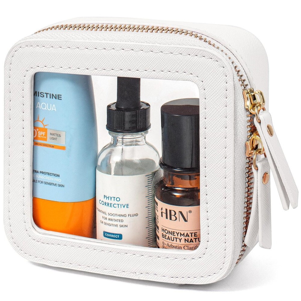 LETGO Clear Makeup Bags Small, Small Clear Makeup Bag for Purse,Mini Makeup Pouch Purse Organizer Fit Carry-on Travel Essentials,Cute Cosmetic Bags for Car Accessories for Women (Mini-White)