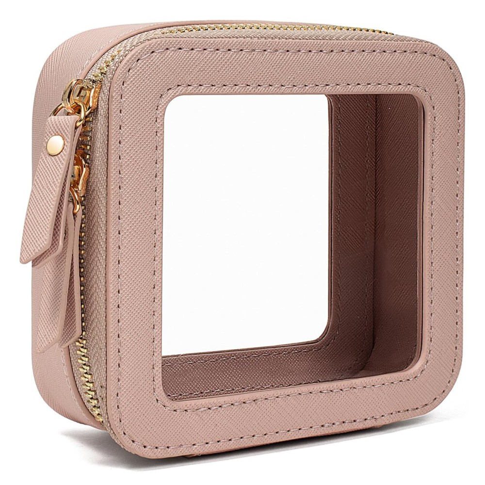 LETGO Clear Makeup Bags Small, TSA Approved Toiletry Bag with Zipper, Mini Clear Makeup Pouch Purse Organizer Fit Carry-on Travel Essentials,Small Cosmetic Bags for Car Storage (Mini-Nude)