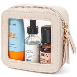 LETGO Clear Makeup Bags Small, Small Clear Makeup Bag for Purse,Mini Clear Makeup Pouch Purse Organizer Fit Carry-on Travel Essentials,Clear Cosmetic Bags for Car Accessories for Women (Mini-Beige)