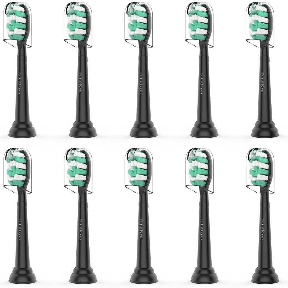 Toothbrush Replacement Brush Heads for Philips Sonicare C1 C2 ProtectiveClean 4100 5100, Electric Sonic Tooth Refill Head Plaque Control, 10 Pack, Black