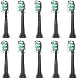 Toothbrush Replacement Brush Heads for Philips Sonicare C1 C2 ProtectiveClean 4100 5100, Electric Sonic Tooth Refill Head Plaque Control, 10 Pack, Black