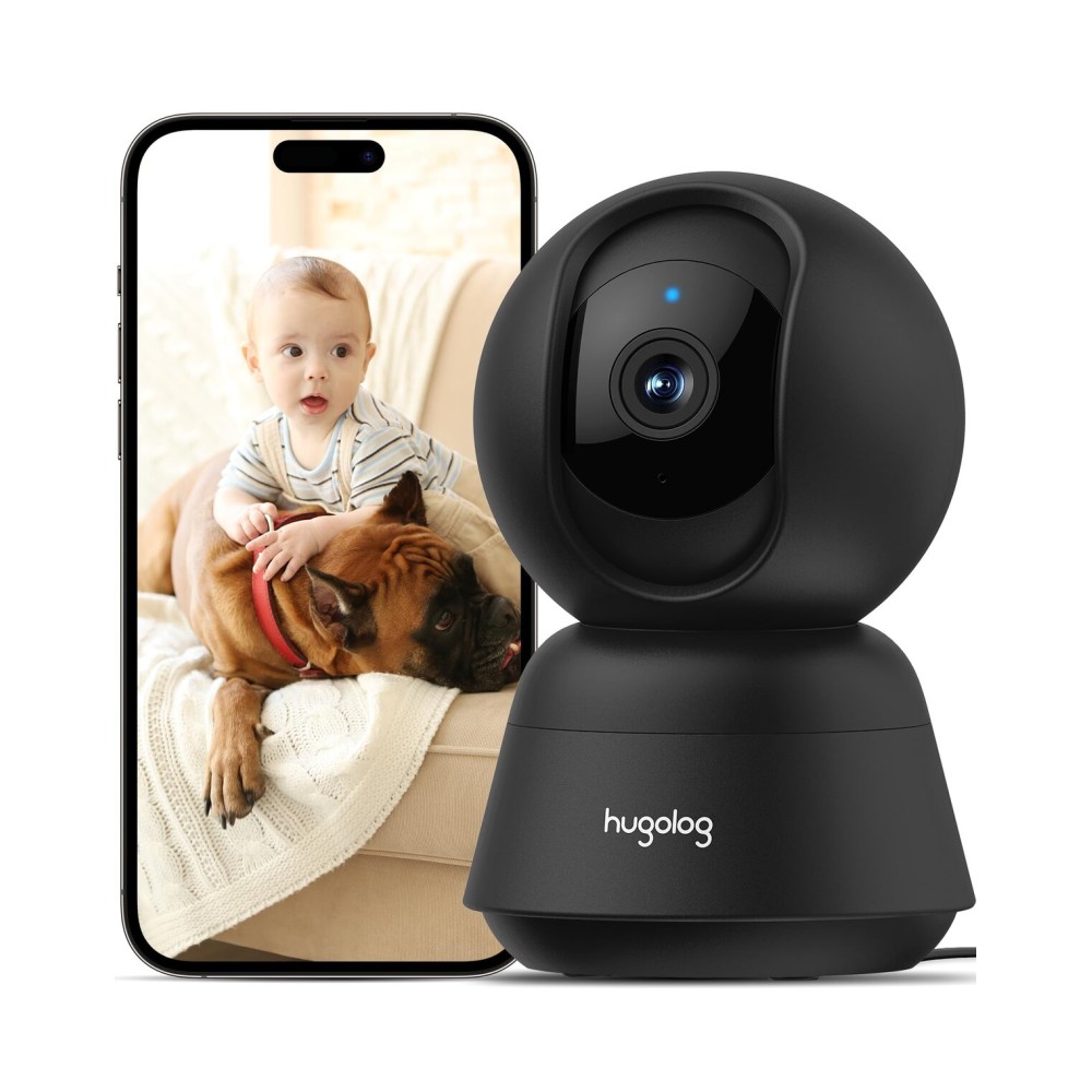 Hugolog 2K 3MP Indoor Pan/Tilt Security Camera with Auto-Focus,Ideal for Baby Monitor/Pet Camera/Home Security,Starlight Color Night Vision,Human/Pet AI,US Cloud,Compatible with Alexa