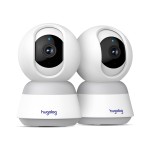 Hugolog 3K 5MP Indoor Pan/Tilt Security Camera with Auto-Focus(2pcs),Ideal for Baby Monitor/Pet Camera/Home Security,Starlight Color Night Vision,Human/Pet AI,Noise Reduction,US Cloud,Works with Alexa