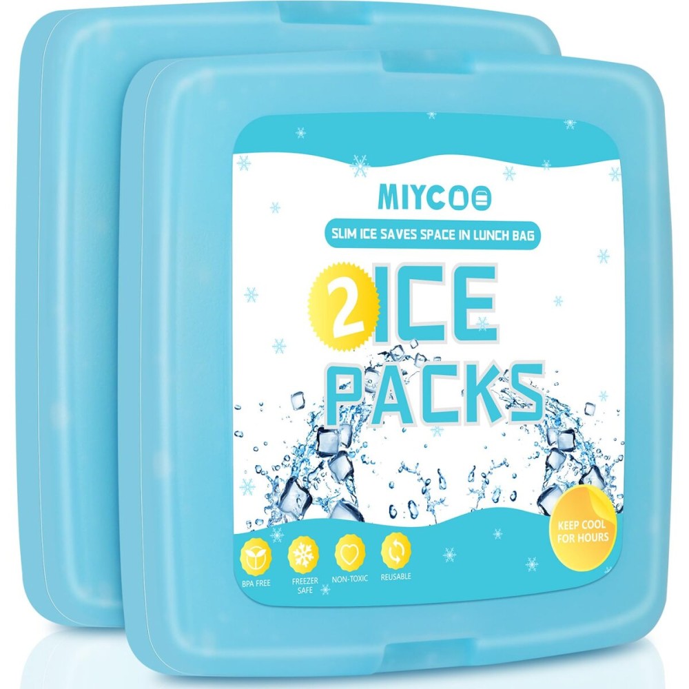 MIYCOO Ice Packs for Lunch Boxes & Lunch Bag - Quick Freeze Ice Pack Space Saving Freezer Packs - Reusable Slim Original Cool Pack - Cooler Accessories for Beach, Camping and Fishing