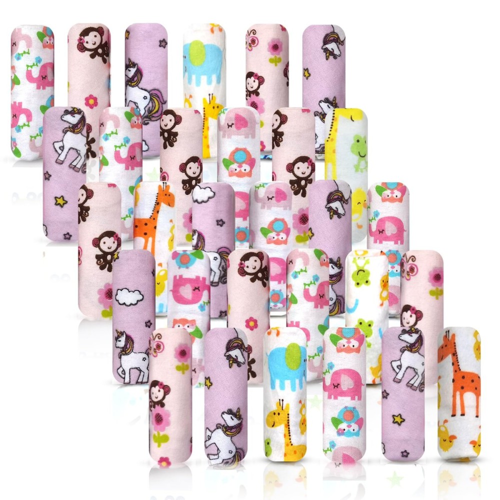 Omilion Baby Washcloth - 30 Pack of Flannel Newborn Washcloths - 100% Cotton - Fun, Colorful Designs - Reusable - Washable - 7x10 Inch Infant Washcloth Set