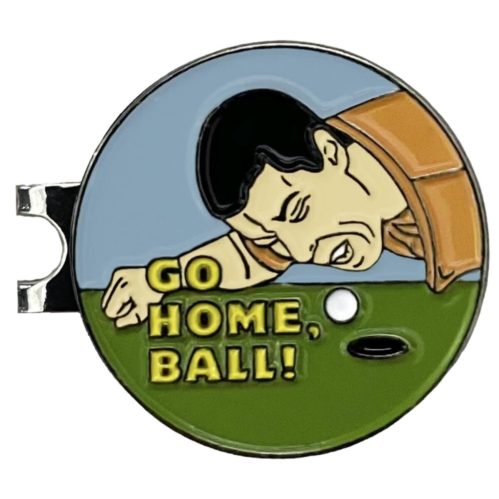 Balanced Co. Funny Golf Hat Clip with Enamel Magnetic Ball Marker (Go Home, Ball)